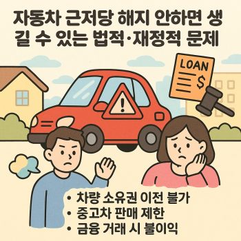 자동차 근저당 해지 안하면 생길 수 있는 법적·재정적 문제를 경고하는 설명 이미지