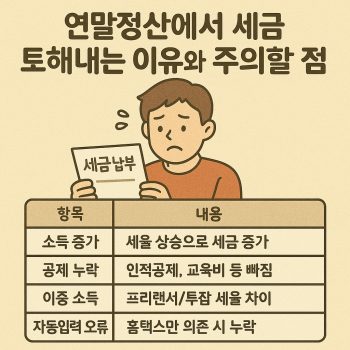연말정산에서 세금을 토해내는 이유와 주의할 점을 설명하는 세금 정보 썸네일