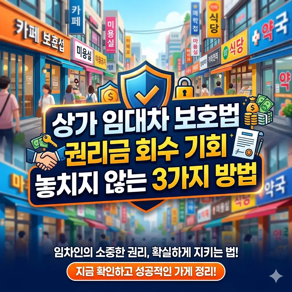 상가 임대차 보호법 권리금 회수를 위해 법적 절차와 권리를 설명하는 정보성 이미지